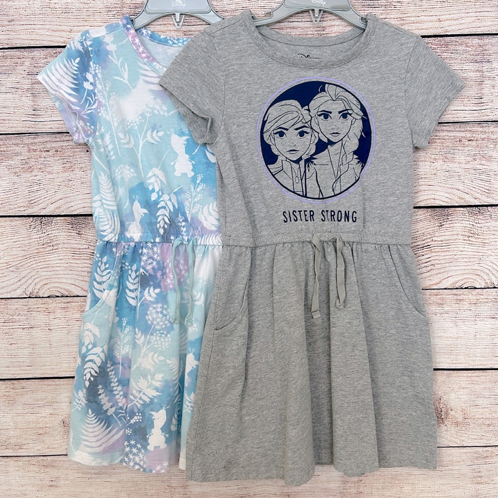 Girls Frozen Elsa Anna Olaf Short Sleeve Dresses